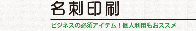 名刺印刷／ビジネスの必須アイテム！個人利用もオススメ